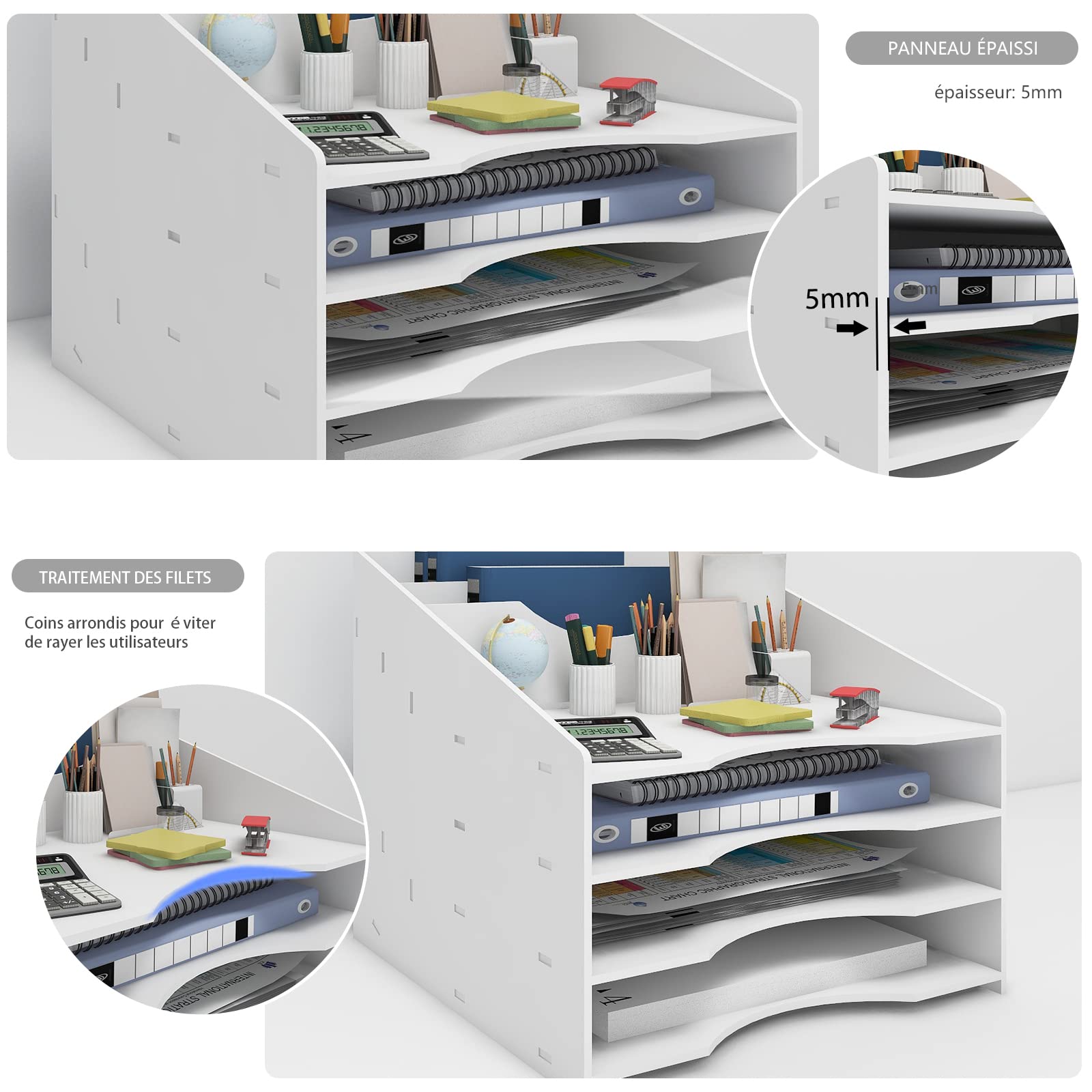 PUNCIA 5-laags kantoorpapier-organizer voor op het bureau, bureau-archiefhouder, bureaupostbakje