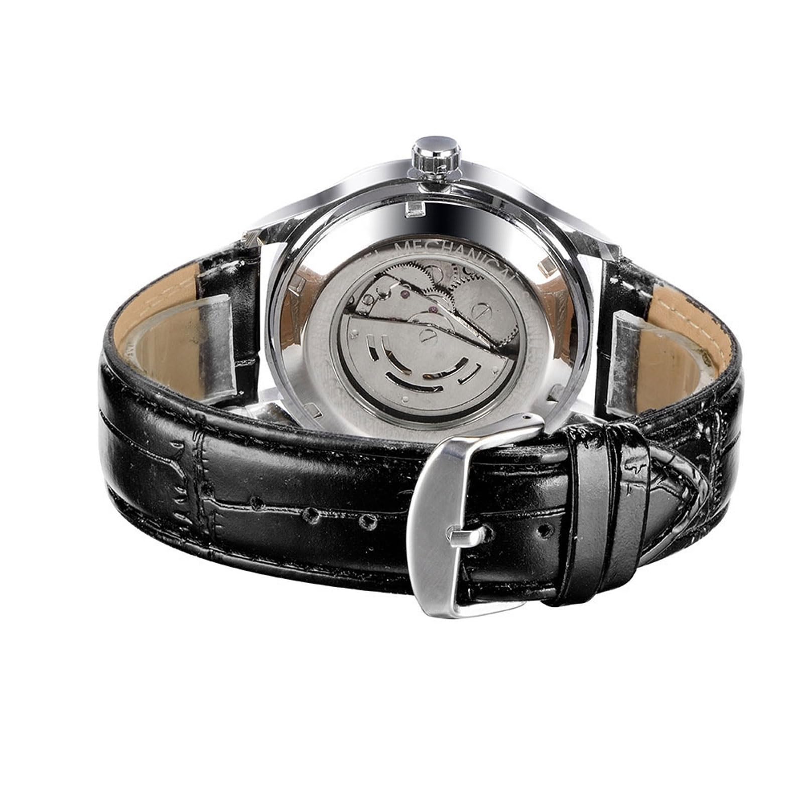 Reloj mecánico automático, Reloj Casual con Calendario, Correa de Cuero, Adecuado for Regalos de cumpleaños y festividades for Hombres. Reloj de Pulsera