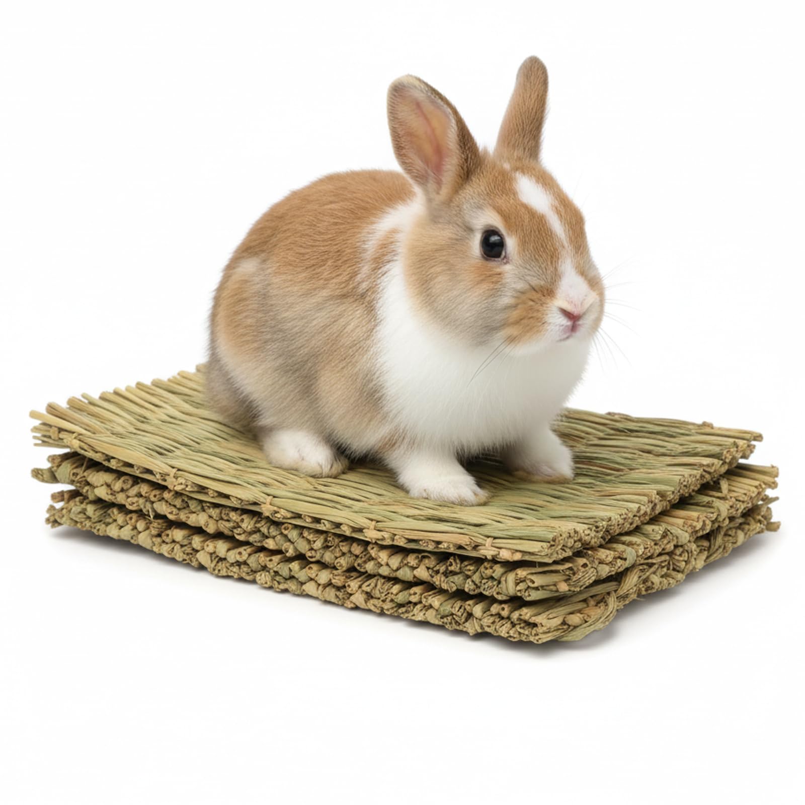 3 Pack Woven Bed Mat for Rabbits,Rabbit Hay Mat,Small Animal Cages Hay,Small Animal Cages Hay,Grass Mat Bedding Nest for Rabbit Bunny Chew Toys,for Guinea Pig Parrot Bunny Hamster Chinchilla Squirrel