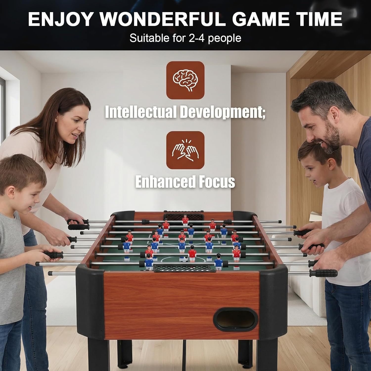 47 Inch Mini Foosball Table, Futbolito De Mesa para Niños, Soccer Table Game with Score Keeper Counterbalanced & Uniformed Men