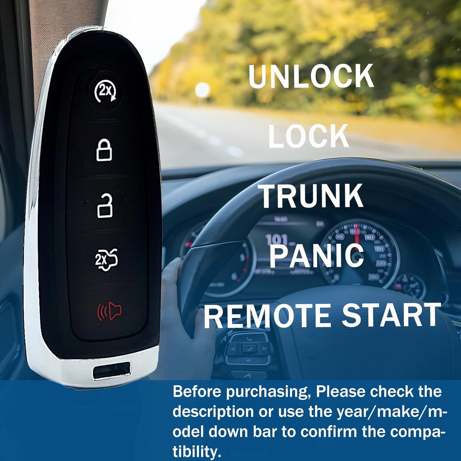Key Fob Replacement Fits for Ford 2013-2018 C-max Energi 2016 Escape Titanium 2012-2017 Focus BEV Electric 2013 2014 Smart Car Keyless Entry Remote Control Start Key Fob FCC ID:M3N5WY8609