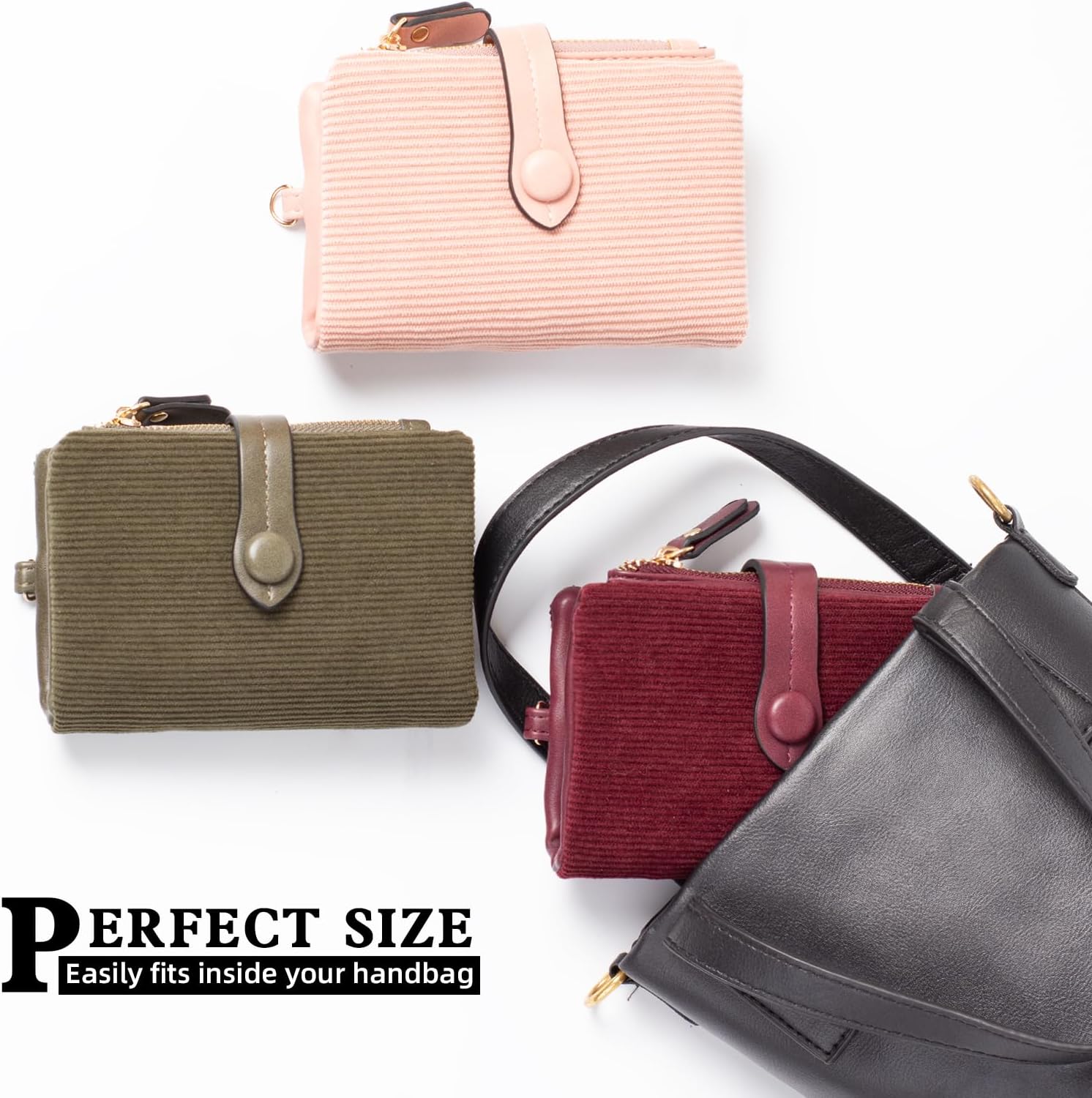 Wallets for Women Bifold Small Rfid Soft Leather Ladies Wallets Trifold Womens Wallets Bilfolds Mini Wristlet Clutch Cute Zipper Coin Purse with Wrist Strap（Pink） - Image 5