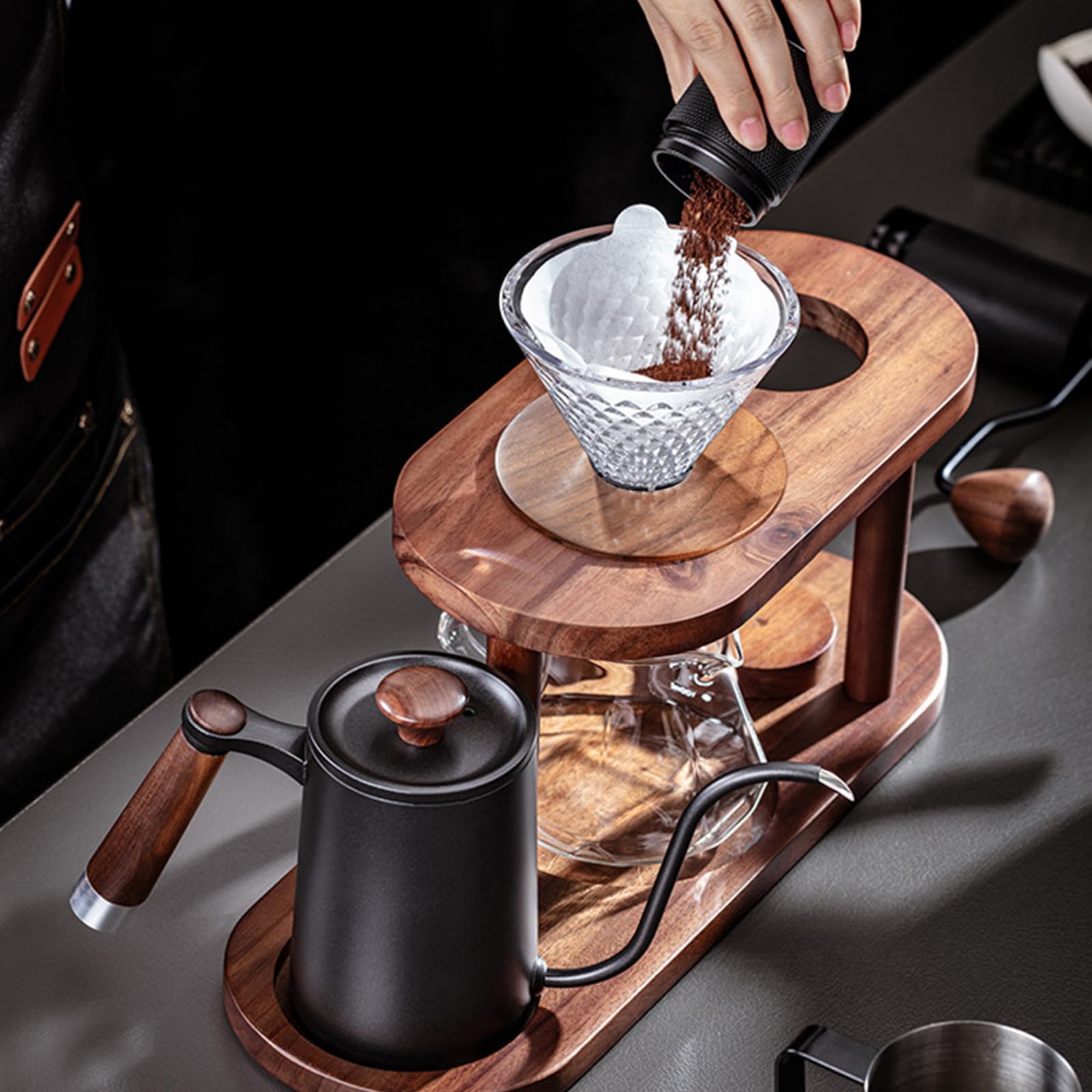Soporte para café estilo japonés con 3 diseños funcionales y componentes desmontables, equipo de moda con gotero delgado