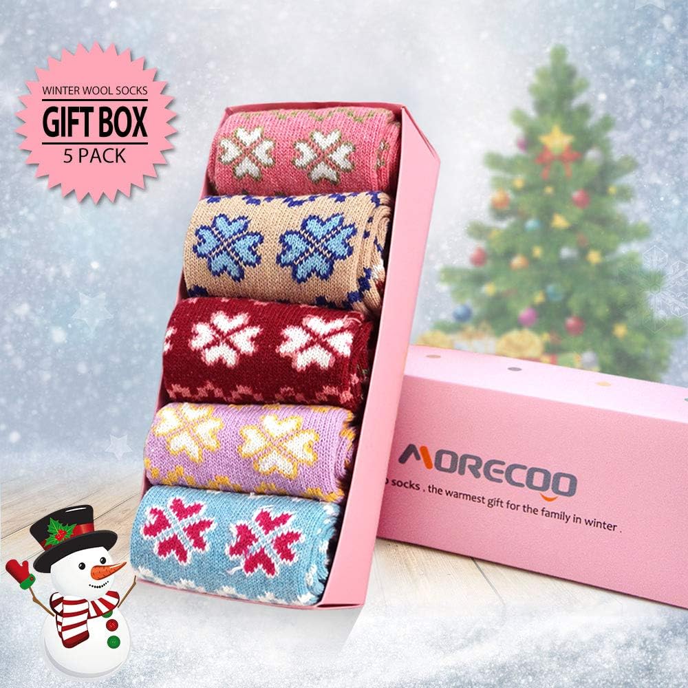 MORECOO Socks for Women - Christmas Gifts for Women - Stocking Stuffers - Thick Wool Soft Warm Cozy Crew Womens Socks - Image 2