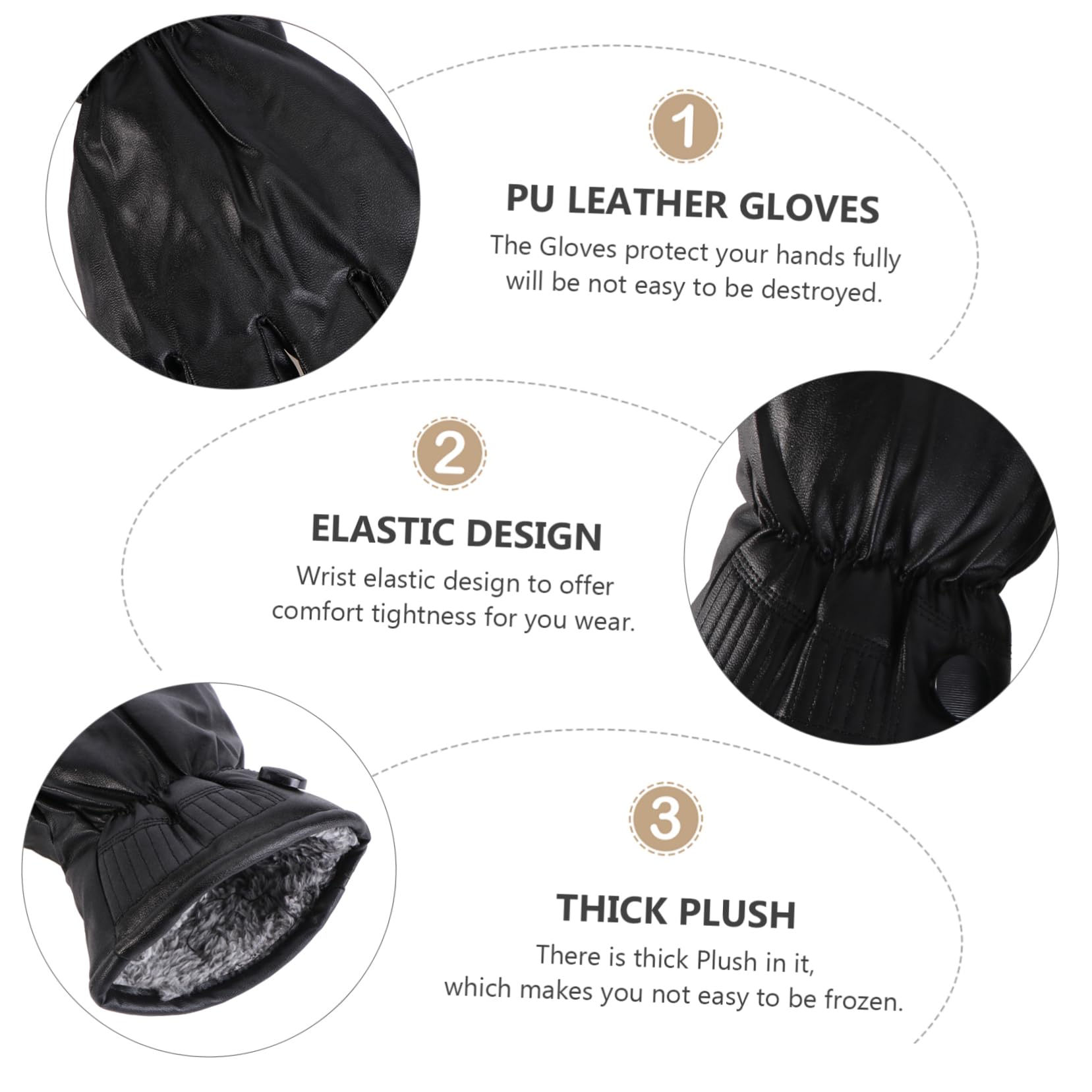 TINEASUR Ski Gloves Men's Winter Riding Gloves Anti-static Thick Plush Lining for Cold Weather Random Style