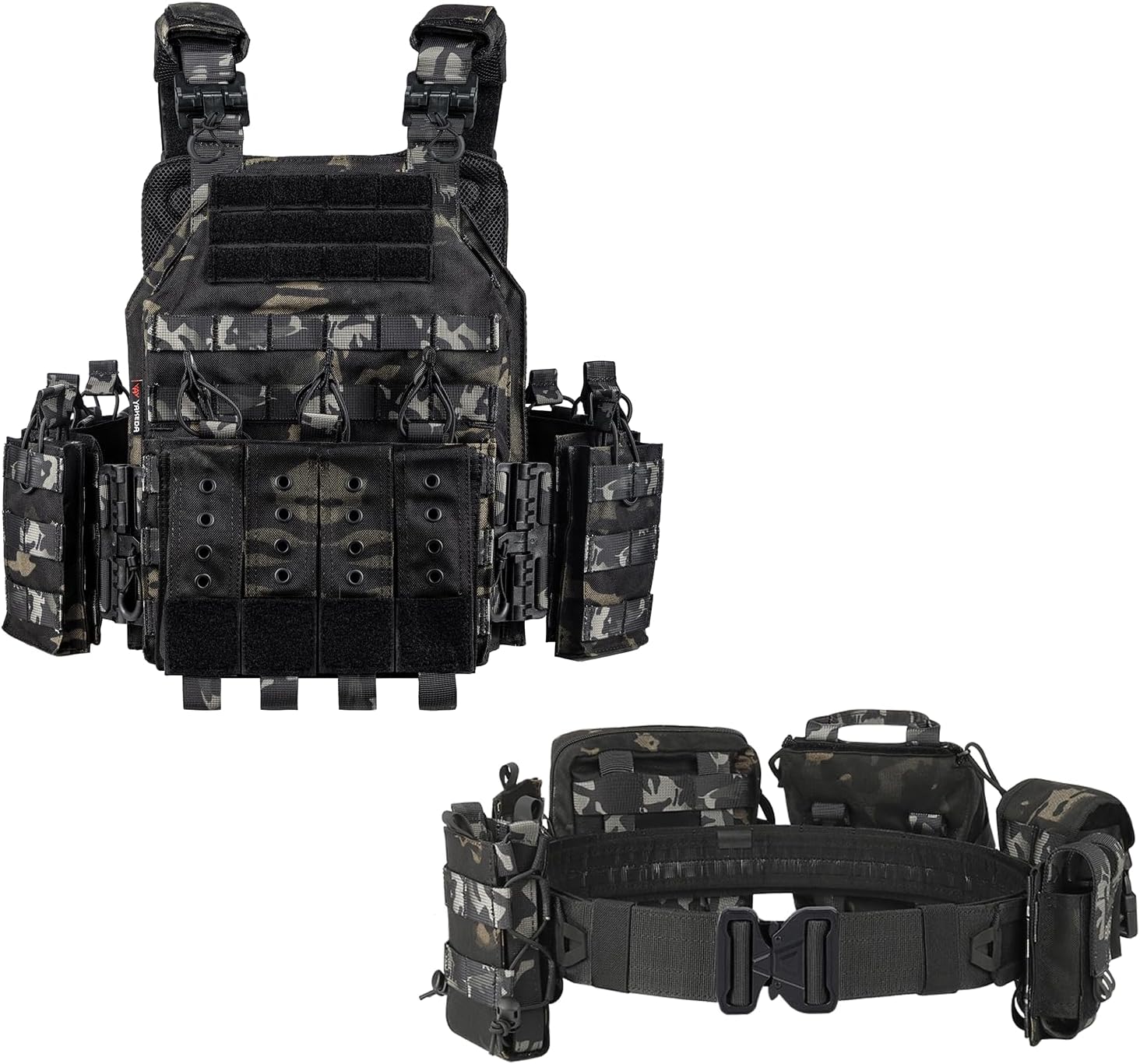 YAKEDA Tactical Quick Release Vest for Training with Tactical Battle Belt