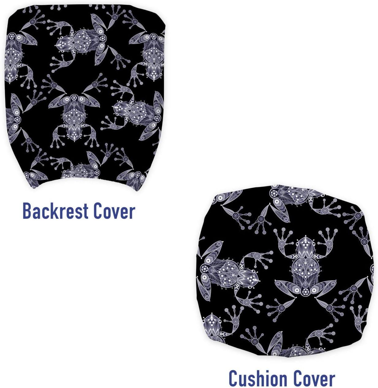 Lunarable Frog Office Chair Slipcover, Repetitive Pond Animal Ornamented with Geometric Shapes on Dark Backdrop, Protective Stretch Decorative Fabric Cover, Charcoal Grey Purpleblue
