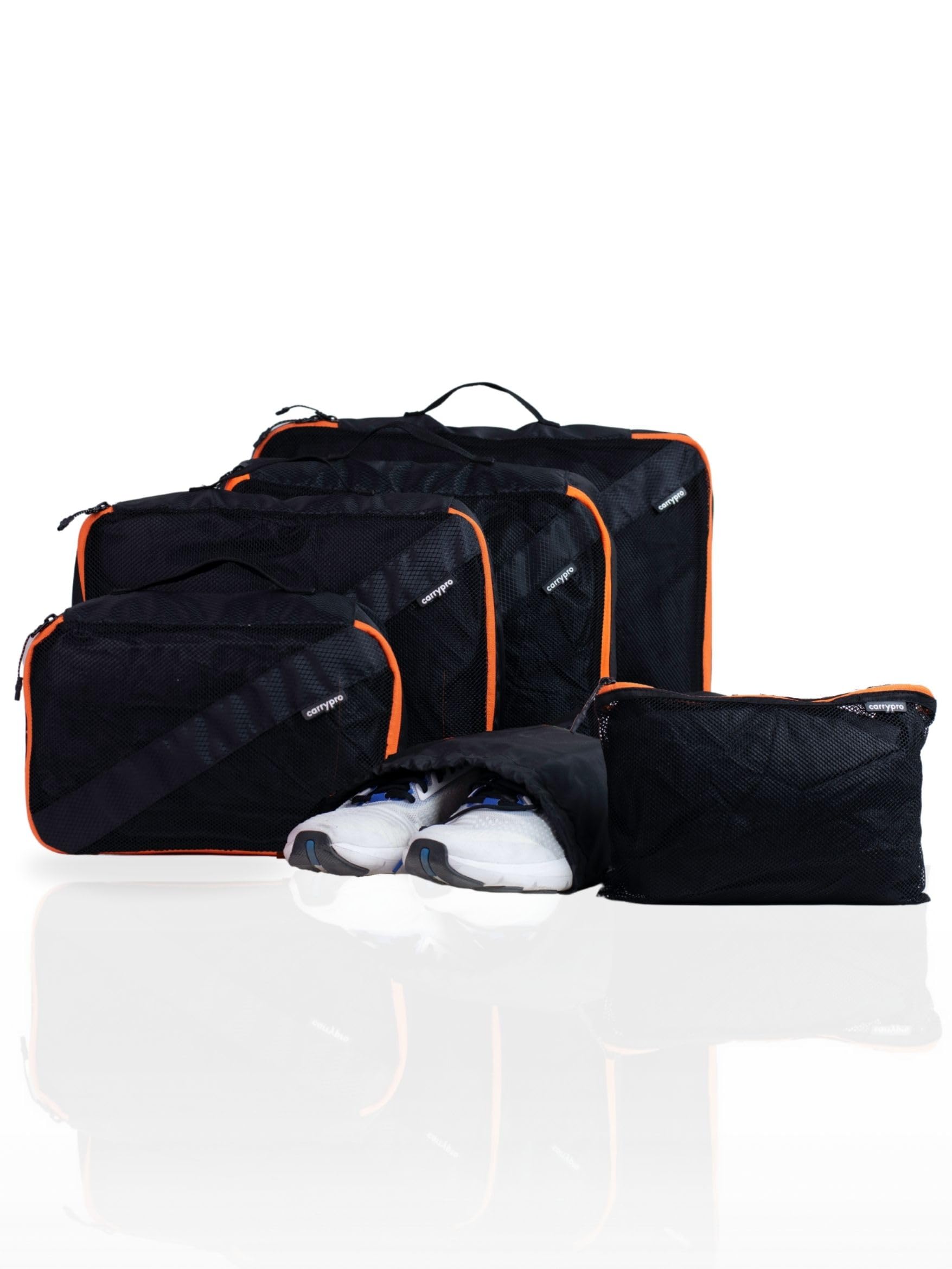 carrypro Packing Cubes Travel Organizer for Men/Women | Set of 6| | Shoe Pouch Toiletry Kit | Premium Polyster for Travel Clothes (Black)-picture-15