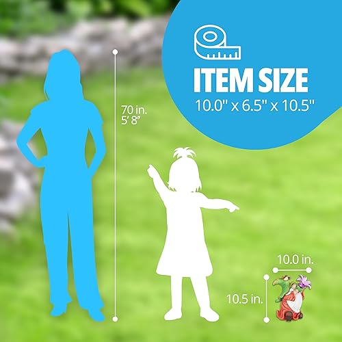 Miniatura 7 de Exhart Gnomo de jardín, estatua solar de jardín, flor de lirio LED, decoración de césped y patio al aire libre, 10 x 6.5 x 10.5 pulgadas