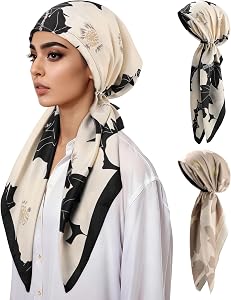 Pretied Head Scarf for Women - 2 Pack Soft Chemo Headwear Turbans for Cancer Hair Loss Comfortable Head Wrap Cover
