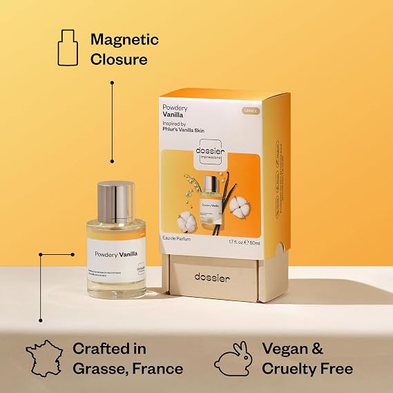 Dossier - Powdery Vanilla - Eau de Parfum - Inspired by Vanilla Skin - Long-Lasting Fragrance - Unisex - 1.7 fl oz (50ml)