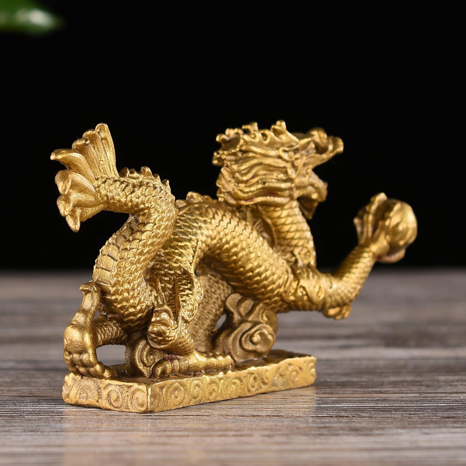 BRABUD Handmade Magical and Noble Brass Azure Dragon Figurine Home Office Desk Decoration
