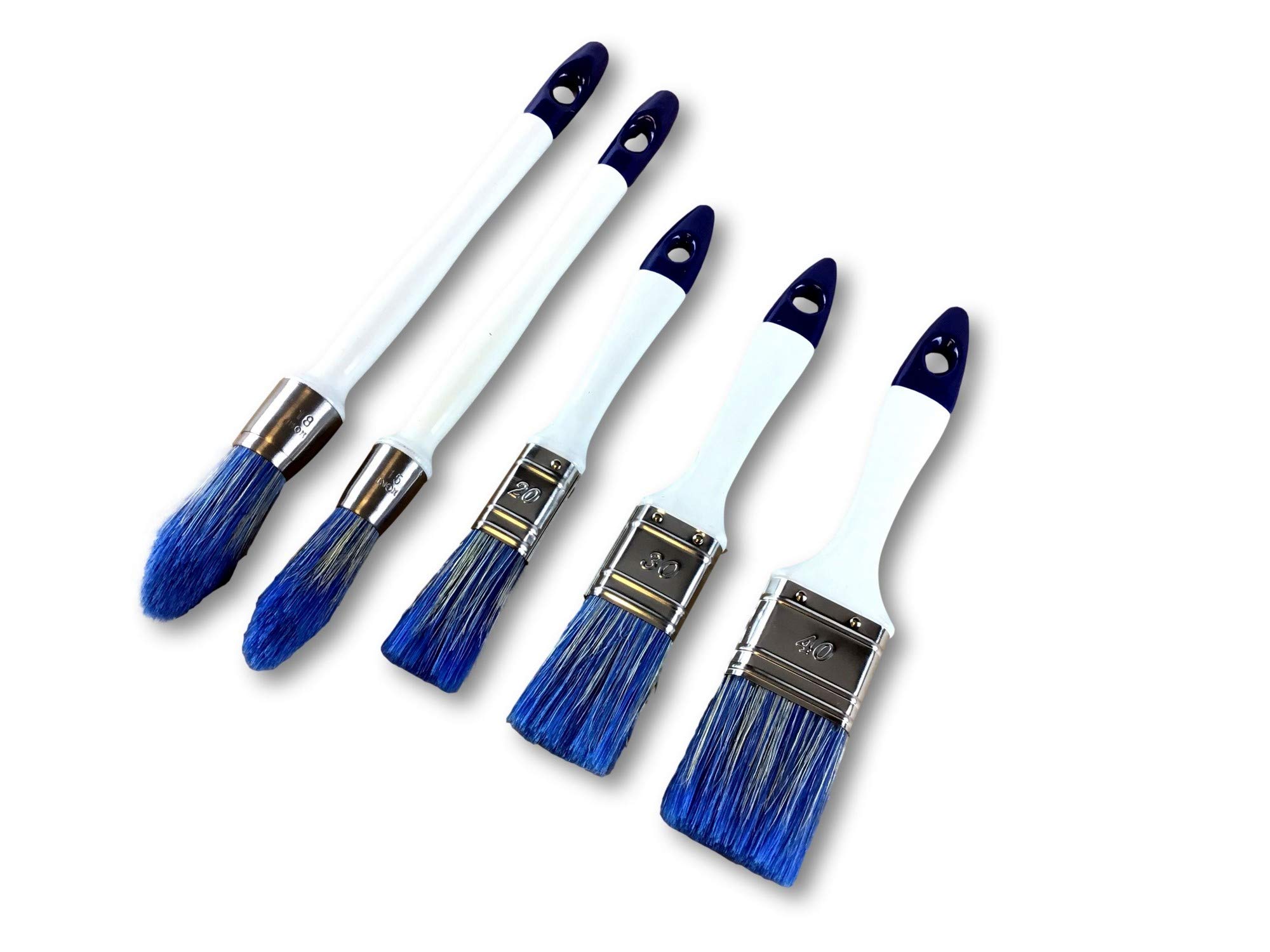 Kibros 5 pinceaux Acrylique Bicolores 3 Plats 20-30-40 mm + 2 rechampir