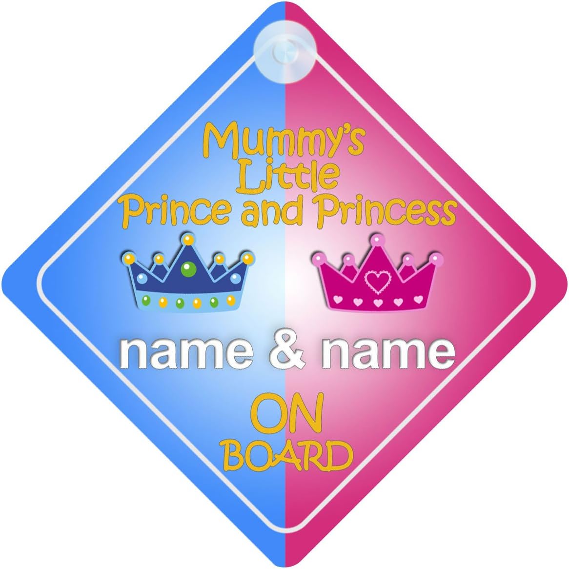 Mummy's Little Prince and Princess On Board Personalised Car Sign New Baby / Child Gift / Present