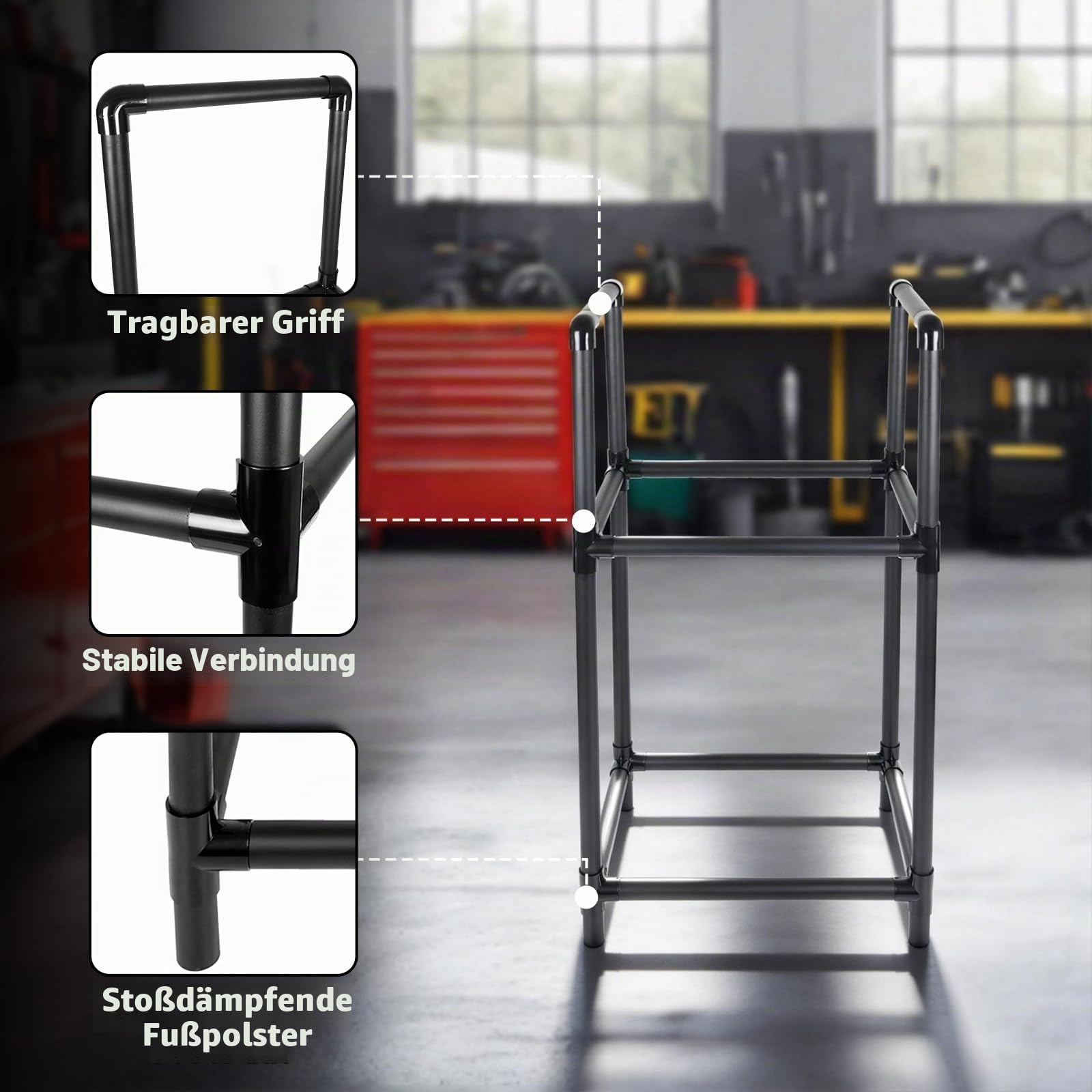 Felgenbaum Reifenständer für 4 Reifen,Höhenverstellbares Reifenregal | Robuste Stahlkonstruktion, Reifenständer für Garage & Werkstatt (57.2 x 37.3 x 114.6 cm)