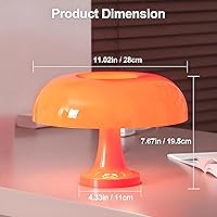 Vista 7 de Orange Mushroom Lamp Dimmable Mushroom Table Lamp with 3 Lighting Modes Plug Donut 70s Retro Mid Century Lamp for Room Aesthetic Modern Lighting for