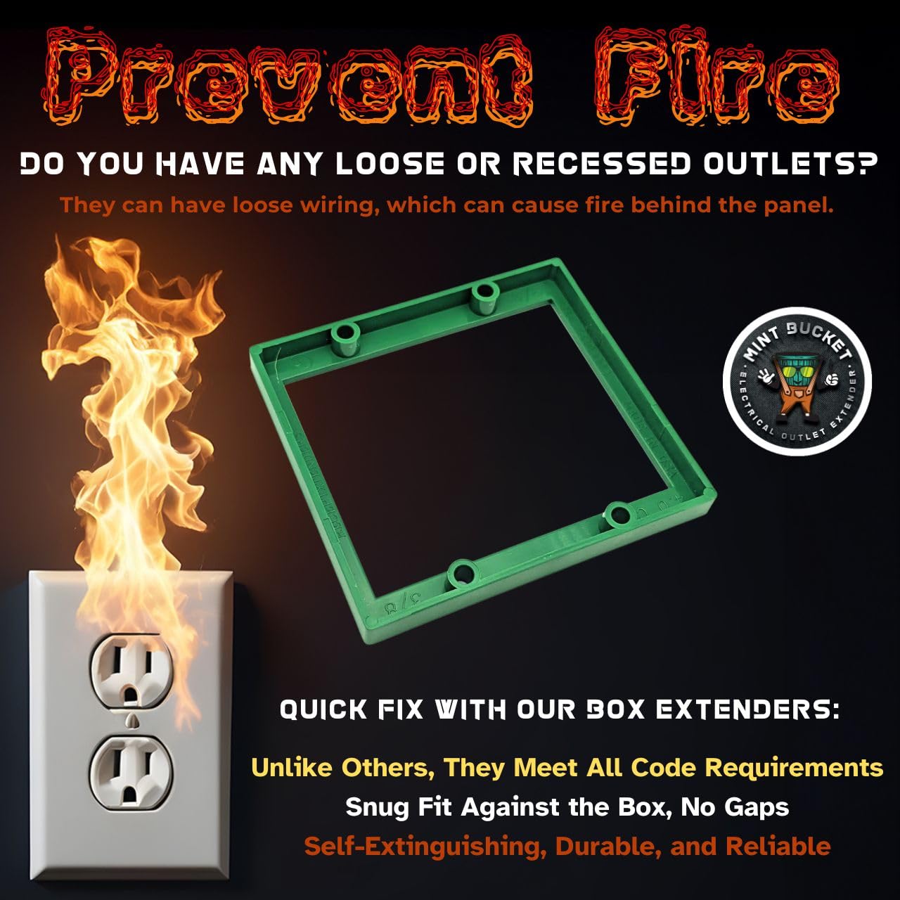 3/8" Double Gang Outlet Box Extenders, UL Listed, Electrical Box Extender for Outlets & Switches, Pack of 3 - Image 4