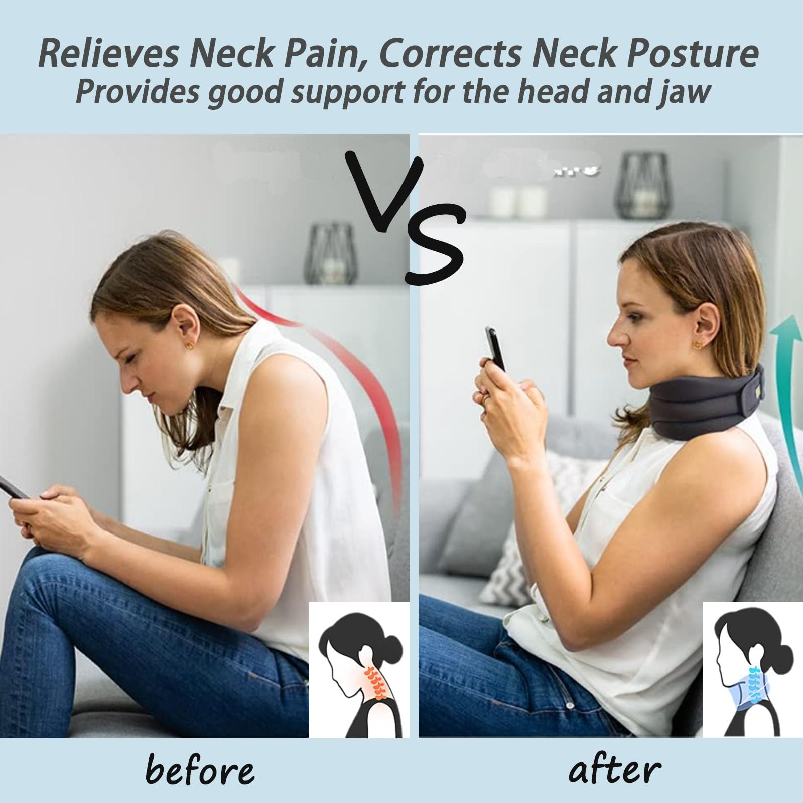 Cervicorrect pour le ronflement, Minerve Cervicale,Collier Cervical,minerve cervicale pour arrêter le ronflement, Minerve cou Réglable,Soutien du Cou pour douleurs cervicales.