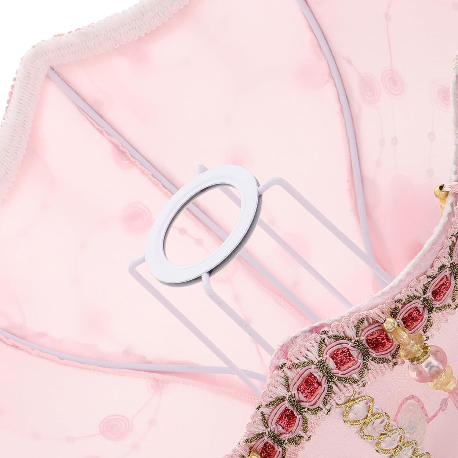 Vintage French Princess Lamp Shade, Pink Embroidered Lace Fabric Lampshade for Bedroom Table and Floor Lamps, Victorian Patterned Light Cover for ’ Room Decor