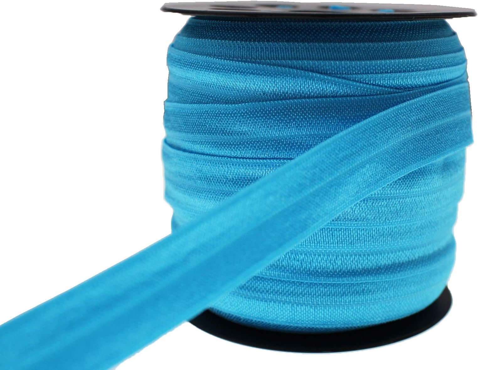 Lake Blue Fold Over Elastic 5/8 inch 15mm Elastic Bands for Sewing 40 Yards Wide Elastic Headbands Stretchy Ribbon for Crafts-Elastic Straps Trim for Girls Hair Ties-Bow-DIY Projects-Clothes