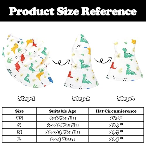 Miniatura 6 de Sombrero de sol para bebé, sombrero de cubo para niños, sombrero de sol de ala ancha, sombrero de bebé UPF50+, sombrero de playa para niños y niñas