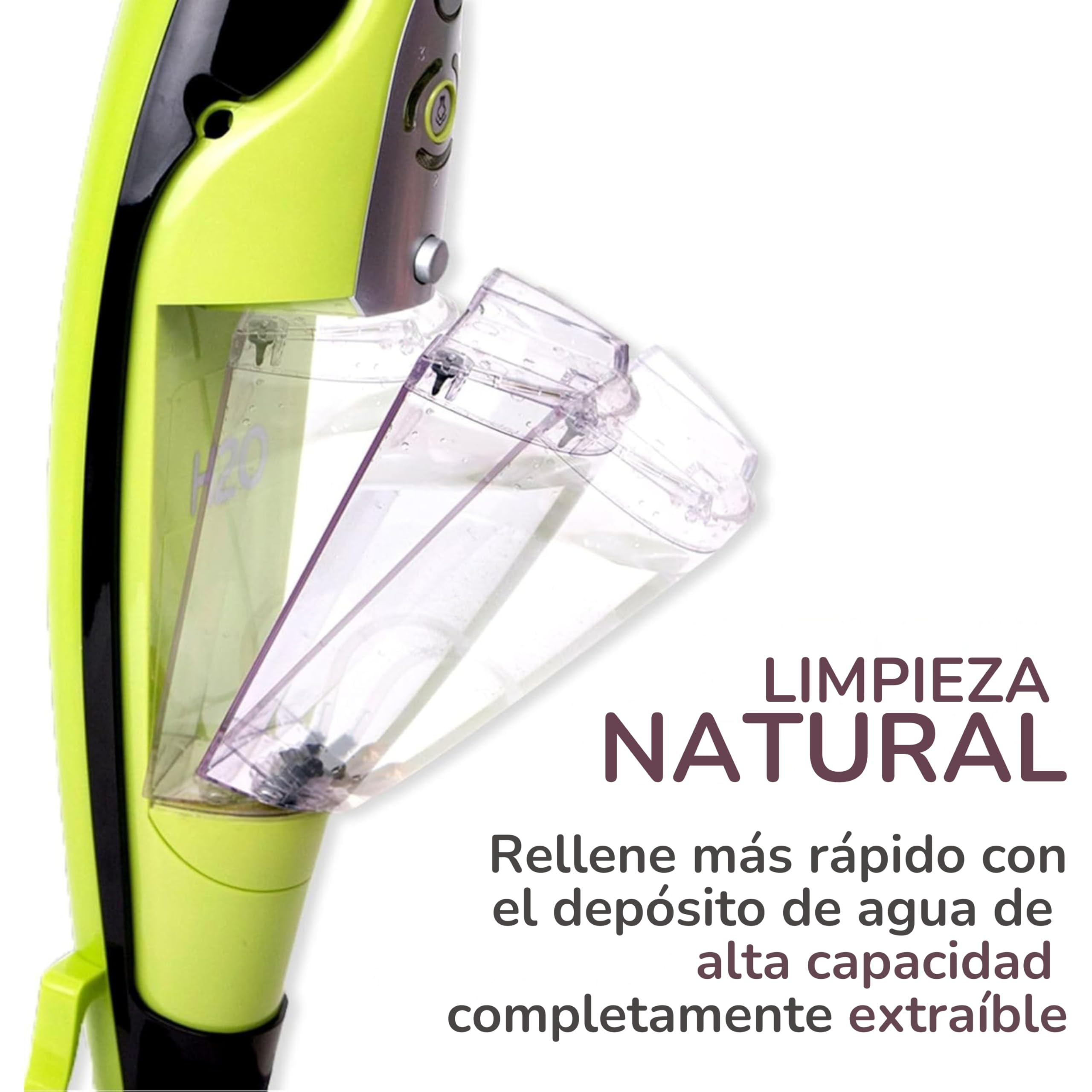 H2O HD Depósito de Agua de Repuesto para Mopa a Vapor – Tanque Sustituto Duradero y Verde – Compatible con H2O HD