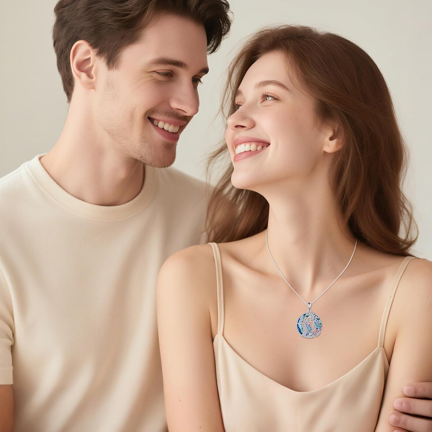 TOUPOP Sterling Silver Tree of Life Hummingbird/Dragonfly/Owl/Panda Necklace Crystal Bird Jewelry Birthday Christmas Valentines Day Gifts for Her Girlfriend Mom - Image 3