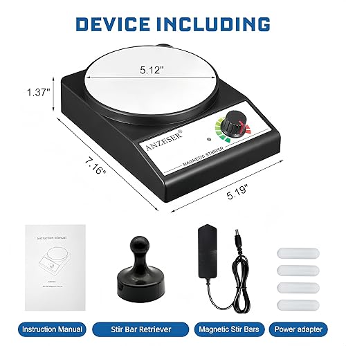 Miniatura 5 de Agitador magnético con 4 barras de agitación, placa de agitación con recuperador de barra de agitación (sin calentamiento), mezclador magnético de