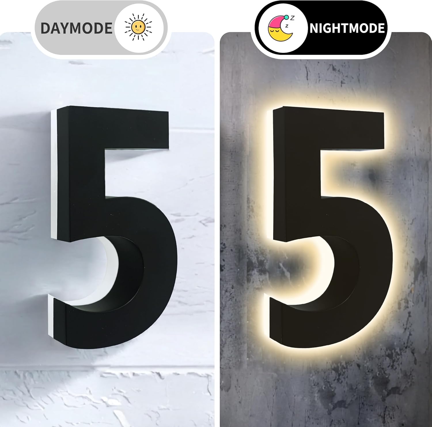 Custom Solar Light Up House Numbers for Outside, Backlit LED Address Number Signs, Illuminated Address Numbers for House, for Yard & Mailbox, Exterior