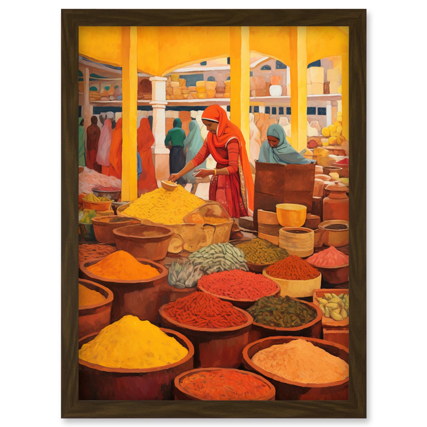 Artery8 The Spice Market Asian Herbs and Spices Colourful Kitchen Artwork Framed Wall Art Print A4