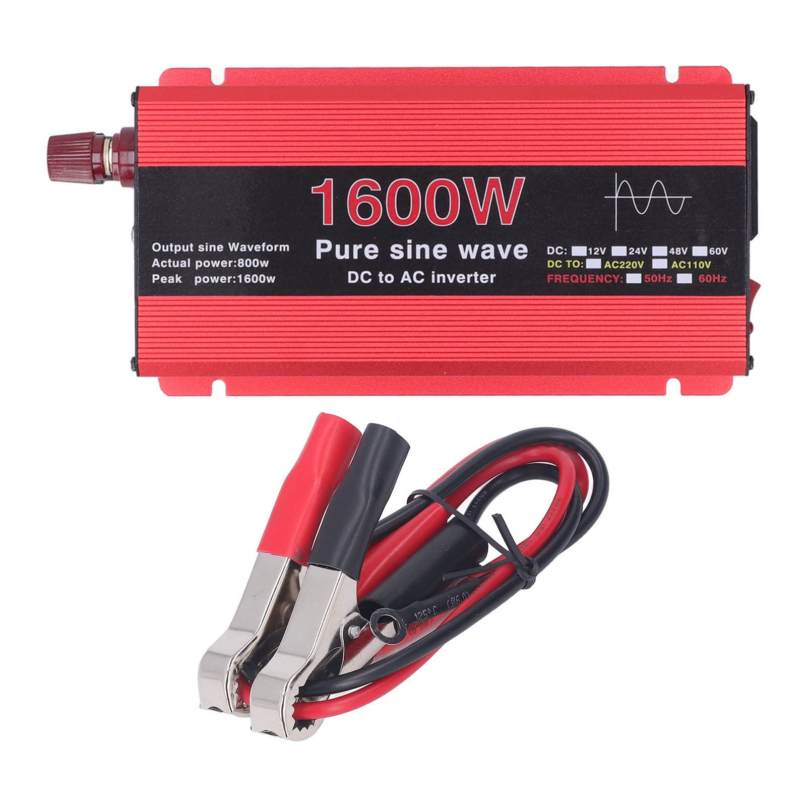 Inversor Solar para Coche Al Aire Libre, Ventilador de Refrigeración de bajo Ruido DC12V a Inversor de Onda Sinusoidal Pura AC220V para Emergencia