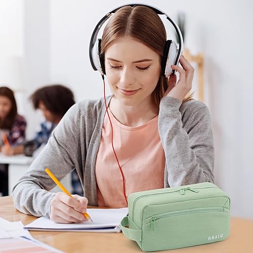 Vista 31 de Estuche para lápices de gran capacidad, 3 compartimentos, estuche portátil con cremallera, bolsa estética para lápices, escuela, oficina, escuela