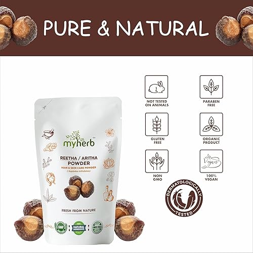 Miniatura 4 de Hk Natural - Polvo de arithaReetha (Sapindus Trifoliatus) orgánico 100% puro, con doble filtro, fórmula ayurvédica, para el cuidado de la cara, la