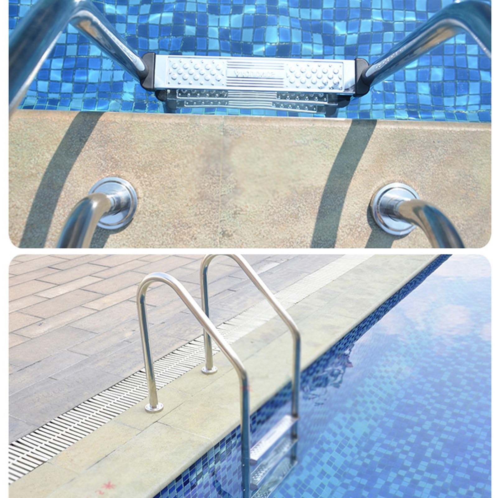 Scala per Piscina, Attrezzatura per Piscina, Scala di Accesso, Acciaio Inox 304, capacità di carico 100 kg, Facile da Montare e Salire (3 gradini)