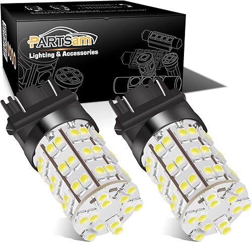 Paquete con 2 luces de apoyo de reversa Xenon 3157 3156 de Partsam. Luces de circulación diurna DRL de LED 60 3528 SMD ultrabrillantes para Dodge