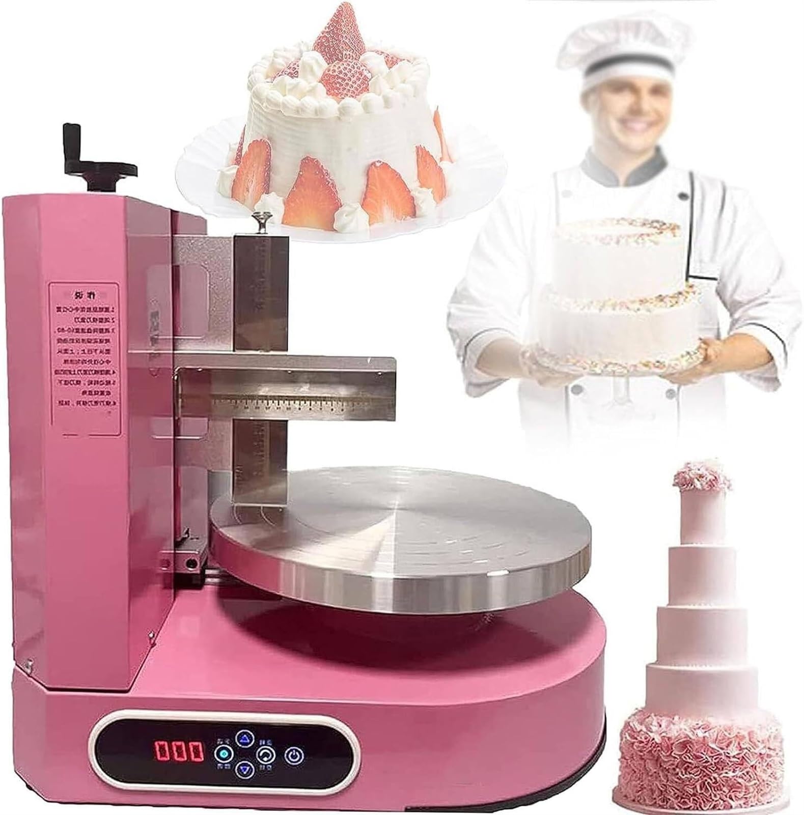 Máquina for Untar Crema for Pasteles, raspador Ajustable for Untar Crema for Pasteles de 4 a 12 Pulgadas, Acero Inoxidable 304, Rosa, Rosa