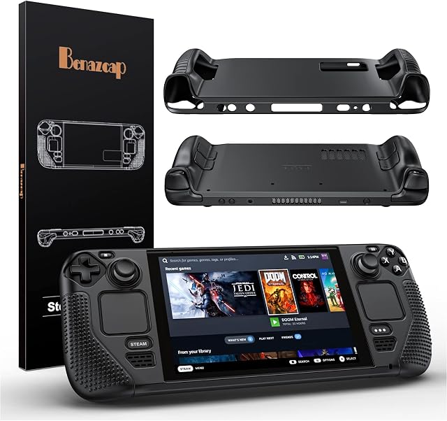 Silicone Case for Steam Deck, Benazcap Shockproof, Non-Slip and Collision-Proof Grip Accessories Compatible with Valve Steam Deck Console, Black