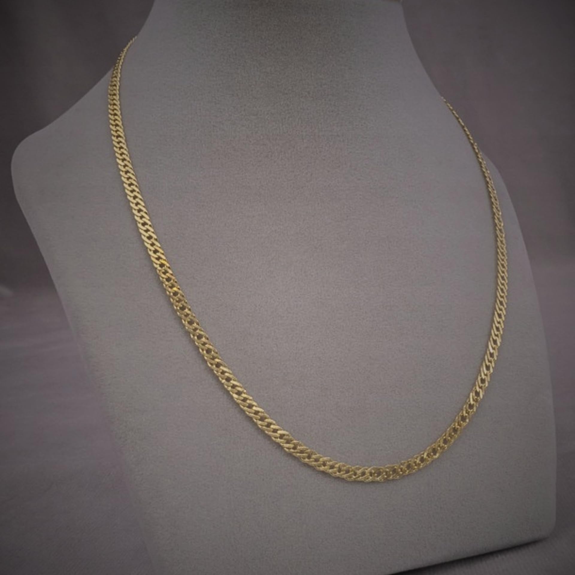 ZELYA gold kette 925/985 14K Silber Rombo Kette 3 mm vergoldete • Damen & Herren Halskette mit originellem Gliederdesign • Geschenkset mit Box & Beutel, personalisierbare Widmung