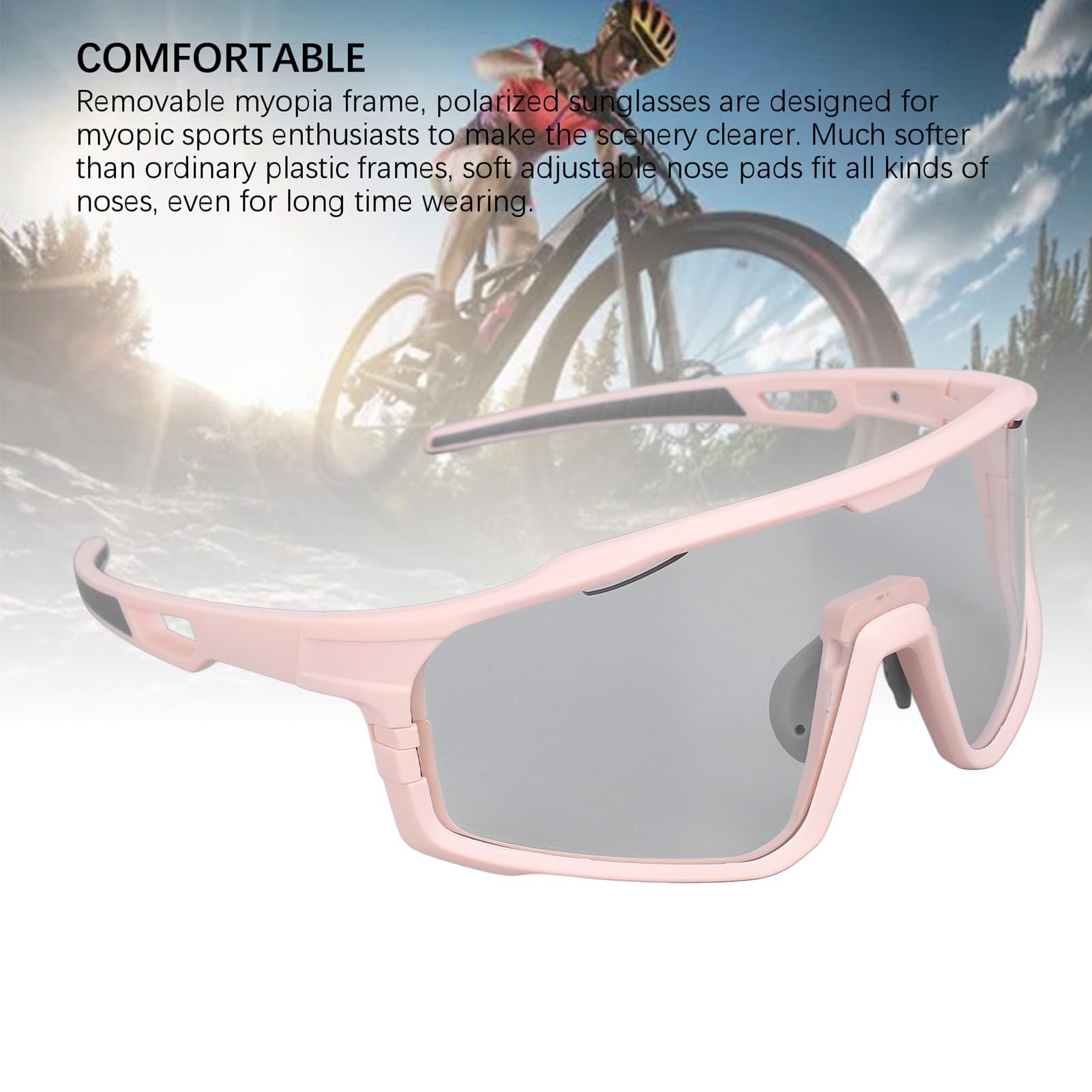 Gafas de Sol de Ciclismo UV400, Fotocromáticas, Cómodas, Multiusos, Diseño Ligero para Correr, Andar en Bicicleta, Pescar, 1 par