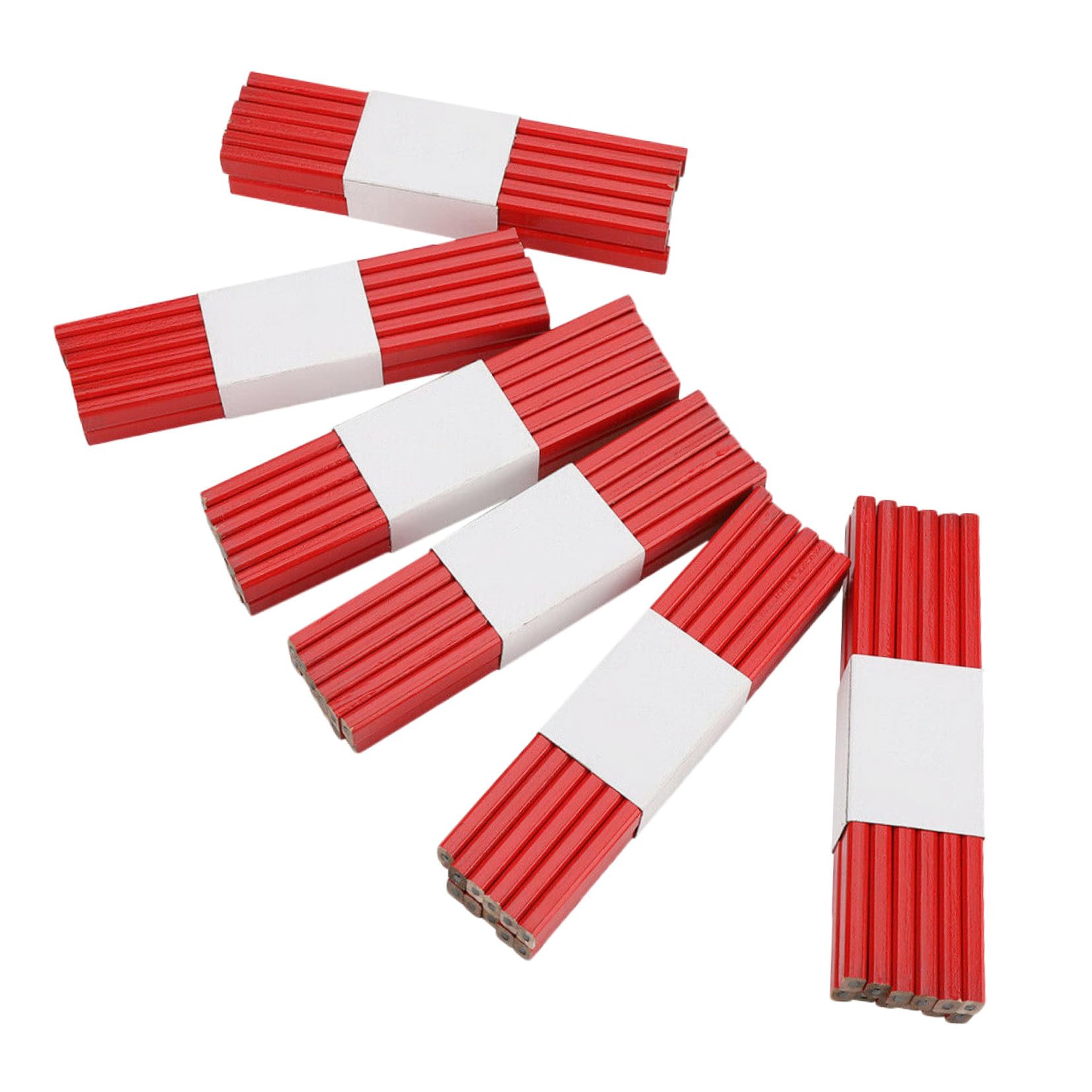 Ciieeo Crayon de Charpentier Octogonal Rouge 72 Pièces en Bois
