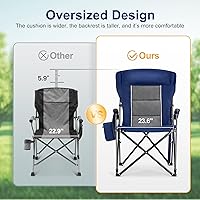 Vista 4 de LET'S CAMP Oversized Camping Chairs 29.52" High Back Heavy Duty Lawn Chair Support 500LBS, Portable Collapsible Chair with Cup Holder, Side Pocket,2