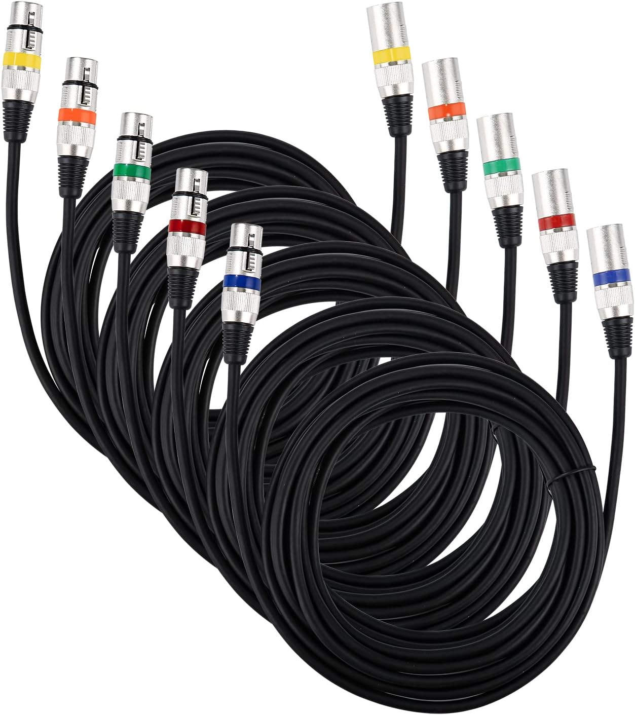 PERMUST 5 Pieces 3-Pin DMX Microphone Signal Cable Connector Cable 5M XLR Connector with Male to Female Head Microphone Cable