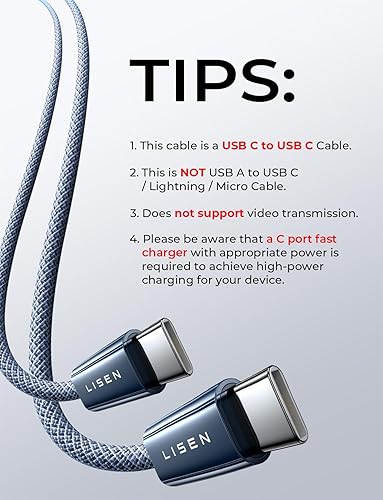 Vista 52 de LISEN Cable USB C a USB C de carga rápida de 240 W tipo C, cable de carga rápida tipo C, cables de seguridad de computadora para iPhone 17 16 iPad
