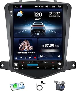 Jerqry 8Core 4GB+64GB ROM Car Radio for Chevrolet Chevy Cruze 2009-2015: 10.4 Inch Tesla-Style HD IPS Touchscreen Stereo Wireless CarPlay Android Auto 1080P Backup Camera Bluetooth 5G WiFi GPS FM SWC