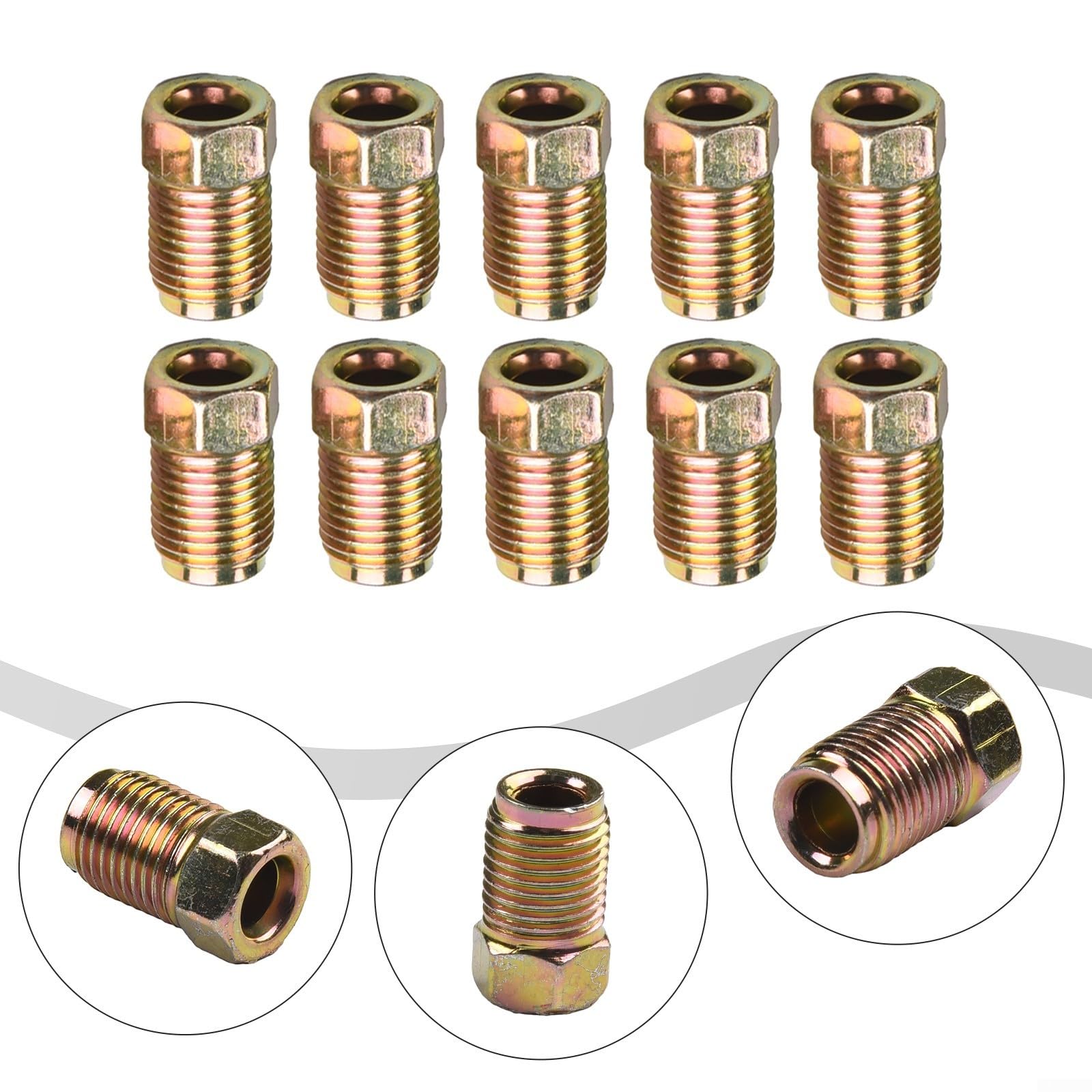 Dadi Per Tubo Freno 3/16 Dadi Freni Lunghi Maschi - 20 Pezzi, Filettatura 3/8", Per Tubo 3/16", In Acciaio Zincato, Spalding Fasteners Dadi Esagonali - Foto 7