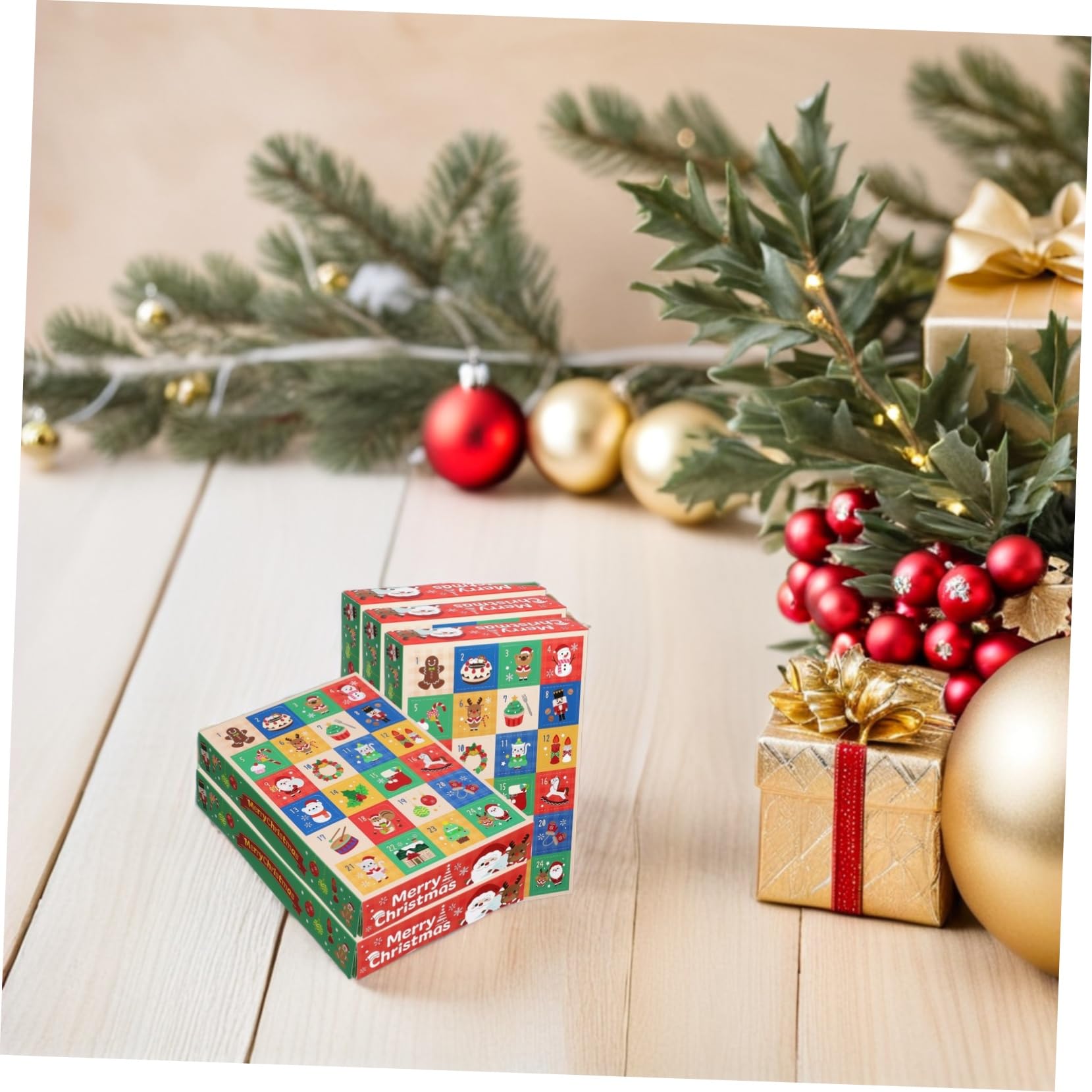 Cabilock 5pezzi Scatole Dell'avvento da Riempire Scatole Regalo Dell'avvento Vuote per Calendario di Natale da Riempire per Vacanze per Conto alla Rovescia di Natale