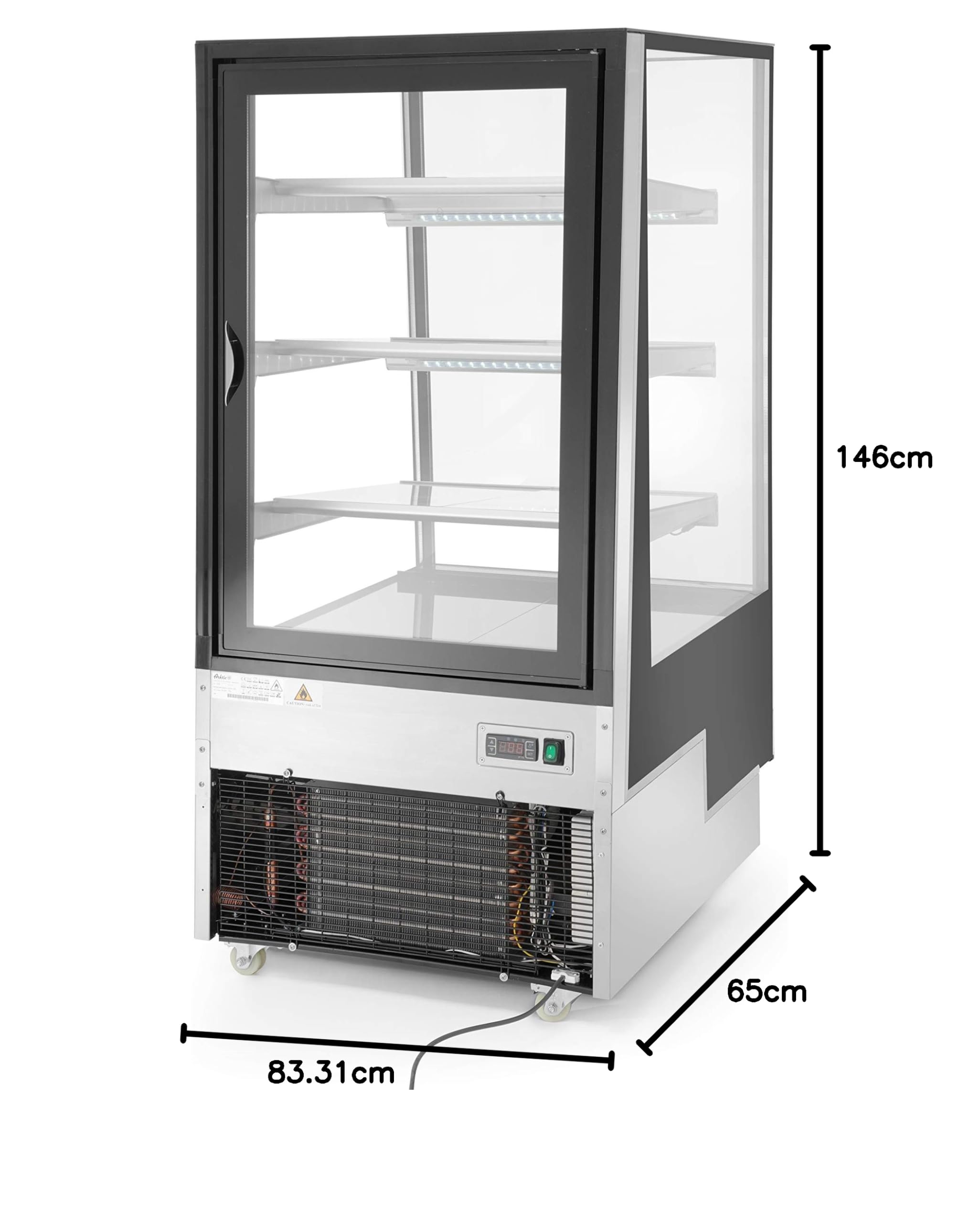 HENDI Vitrinas expositoras refrigeradas con 3 baldas inclinadas - 300 L - 230V / 480W - 650x805x(H)1445 mm