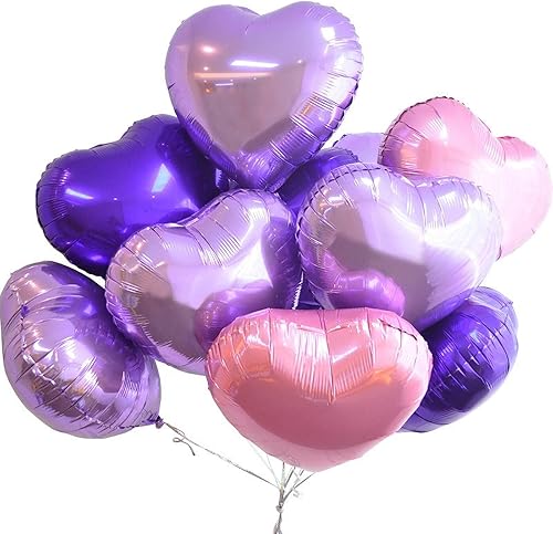 Miniatura 5 de 10 globos de corazón morado perlado, globos de Mylar de 18 pulgadas para baby shower, boda, decoración del día de San Valentín