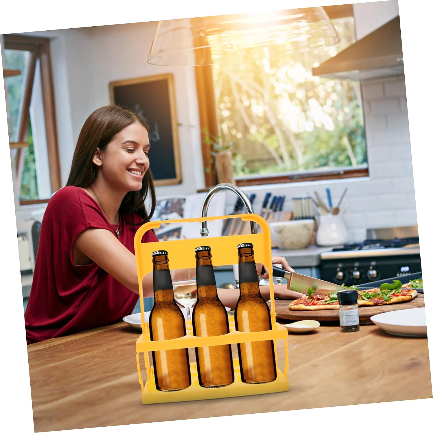 Compact Bottle Rack Handheld Beer Rack Wine Bottle Bracket Mobile Holder Cup Carrier Easy to Open Fold Design for