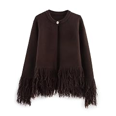Womens Fringe Cardigan Sweaters Oversized Lightweight Fall Open Front Cable Knit Cardigans Button Cardigan Sweaters